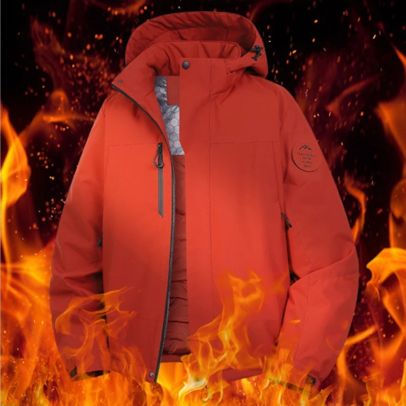 Winter Warm Padded Hiking Jacket Men Women Mountain Waterproof Windproof Hooded Coat Adjustable Cuff Outdoor Ski Snow Parka Coat