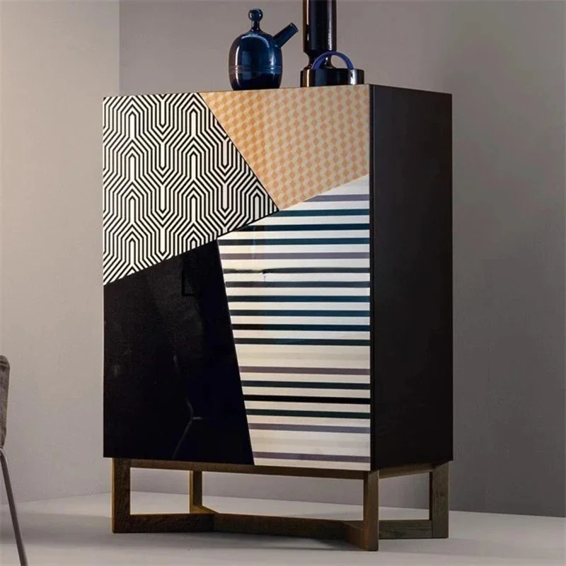 B modern minimalist art design side cabinet, Nordic light luxury hand-painted sideboard customization