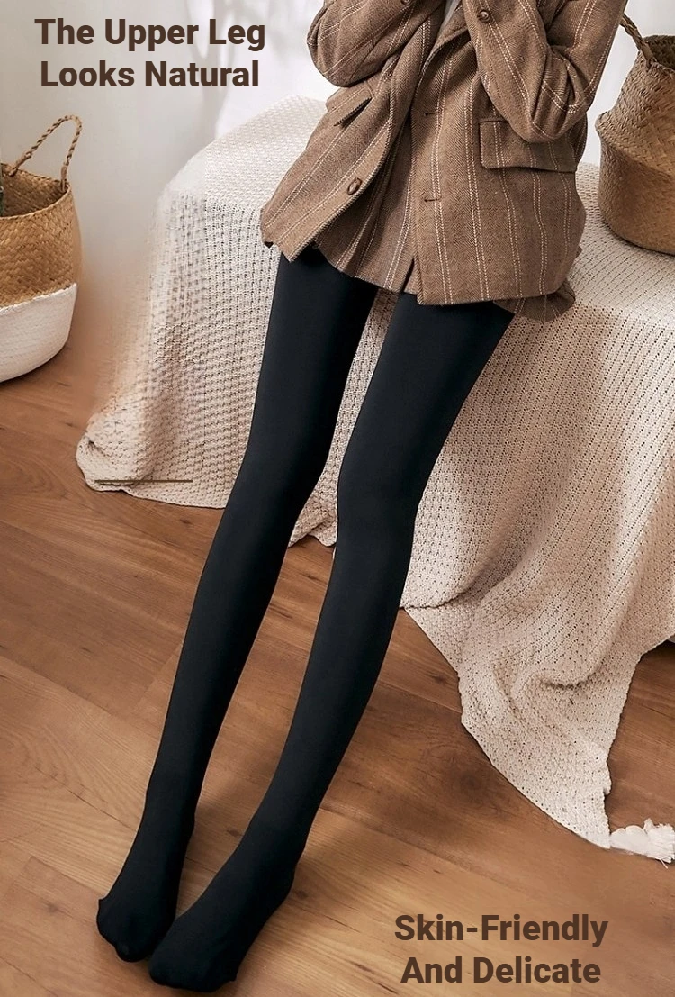 Fleece-gefütterte Damen-Thermo-Winterstrumpfhose, dicke, warme, transparente Samtstrumpfhose mit Plüsch-Innenschicht – Detail 3