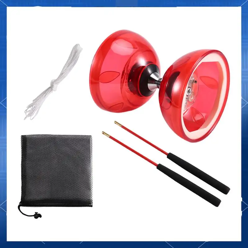 

ABJV LED Diabolo Китайский набор йойо с разноцветными огнями, 2 палочками, веревочная и сетчатая сумка с разноцветными огнями, 2 палочки, веревка и сетка