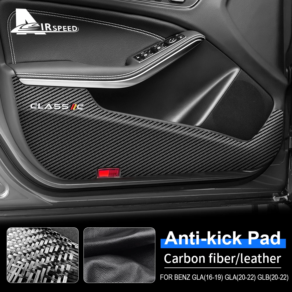 Leather Door Anti Kick Pad Protection Sticker for Mercedes Benz GLA X156 2016-2019 GLB H247 X247 2020-2024 Accessories