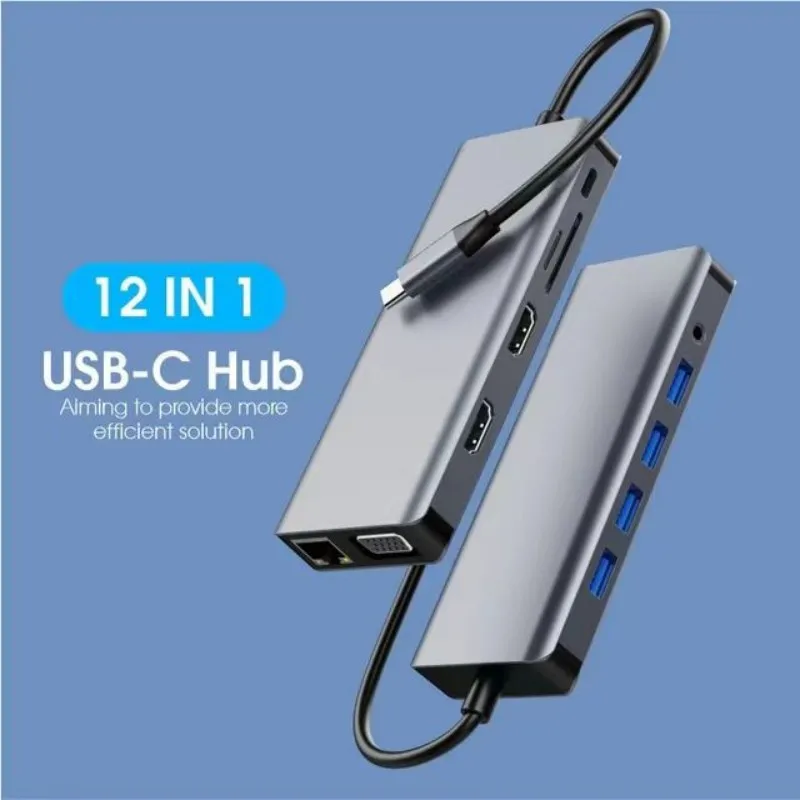 USB 12 In 1 Type C 3 1 To 4k HdTV Hub Adapter With Sd Tf Rj45 Card Reader Pd Fast Charge For Macbook Notebook Computer