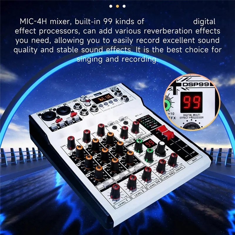 

ABVO-Professional Digital 4 Channel Audio Mixer Sound Mixing Console Stereo Mixers For DJ Recording Karaoke Bar