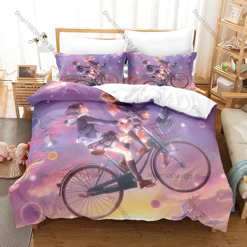 Adachi and Shimamura Sweet Healing Yuri High School Girl Campus Slice Of Life Anime 3D Bedding Set Duvet Cover + 2 Pillowcases