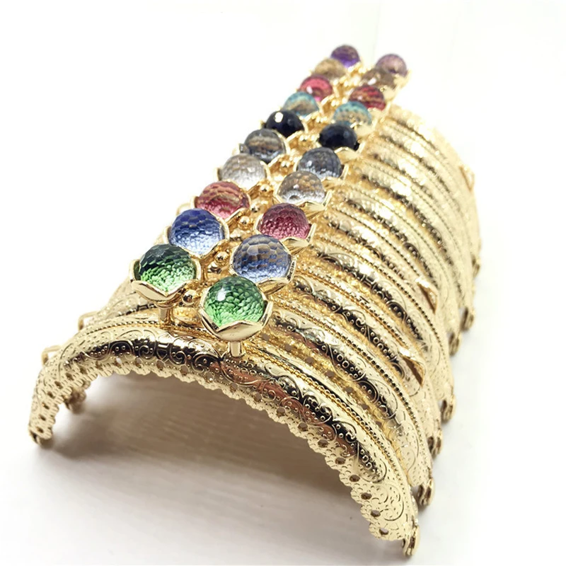 8.5 10.5 12.5CM Lotus head Bag Kiss Clasp Three colors semicircle Metal Coining Pattern Purse Frame DIY Bag Sewing Accessories