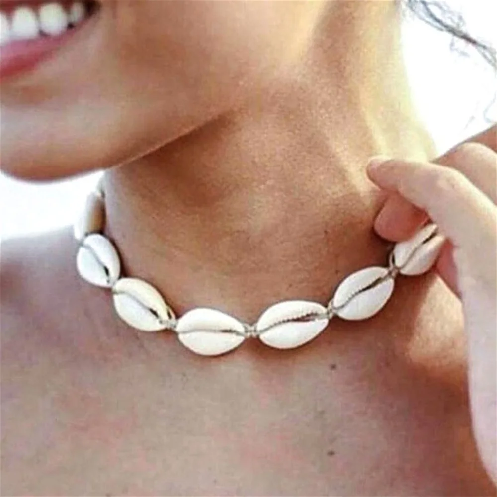 FNIO 2023 Seashell Necklace Women Jewelry Summer Beach Shell Choker Bohemian Rope Cowrie Beaded Necklaces