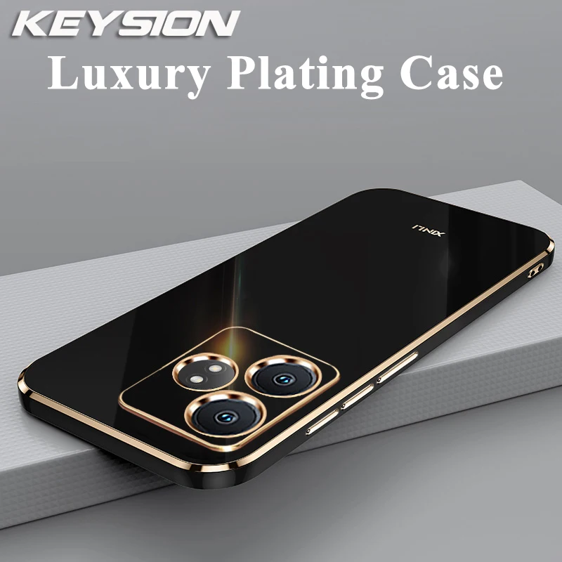 KEYSION Luxury Plating Case for Realme GT 6 6T Soft TPU Silicone Square Shockproof Phone Cover for OPPO Realme GT Neo 6 Neo6 SE