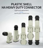 Conector de alta resistencia HDC-HA, 4/5/6/8 pines, enchufe de aviación Industrial impermeable, carcasa de plástico 250V 10A/16A
