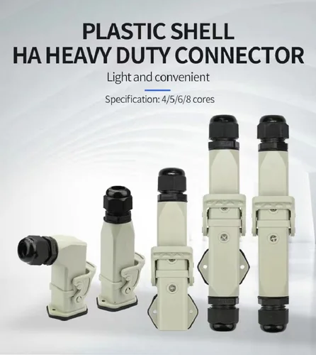 Imagen 1 del producto Conector de alta resistencia HDC-HA, 4/5/6/8 pines, enchufe de aviación Industrial impermeable, carcasa de plástico 250V 10A/16A