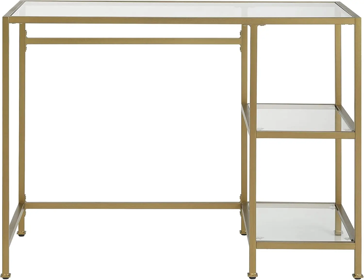 Crosley Furniture Aimee Glass Office Desk in Elegant Gold Versatile Size & Design for Modern Home Business