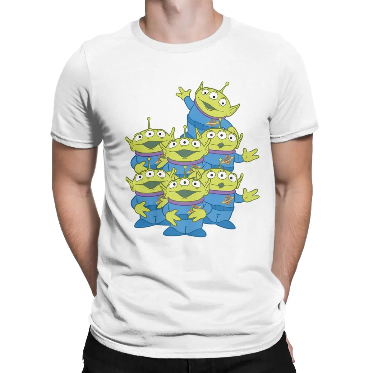 Pixar Toy Story Three Eyes Alien Men's T Shirts Crazy Tees Short Sleeve O Neck T-Shirts Pure Cotton Plus Size Clothing