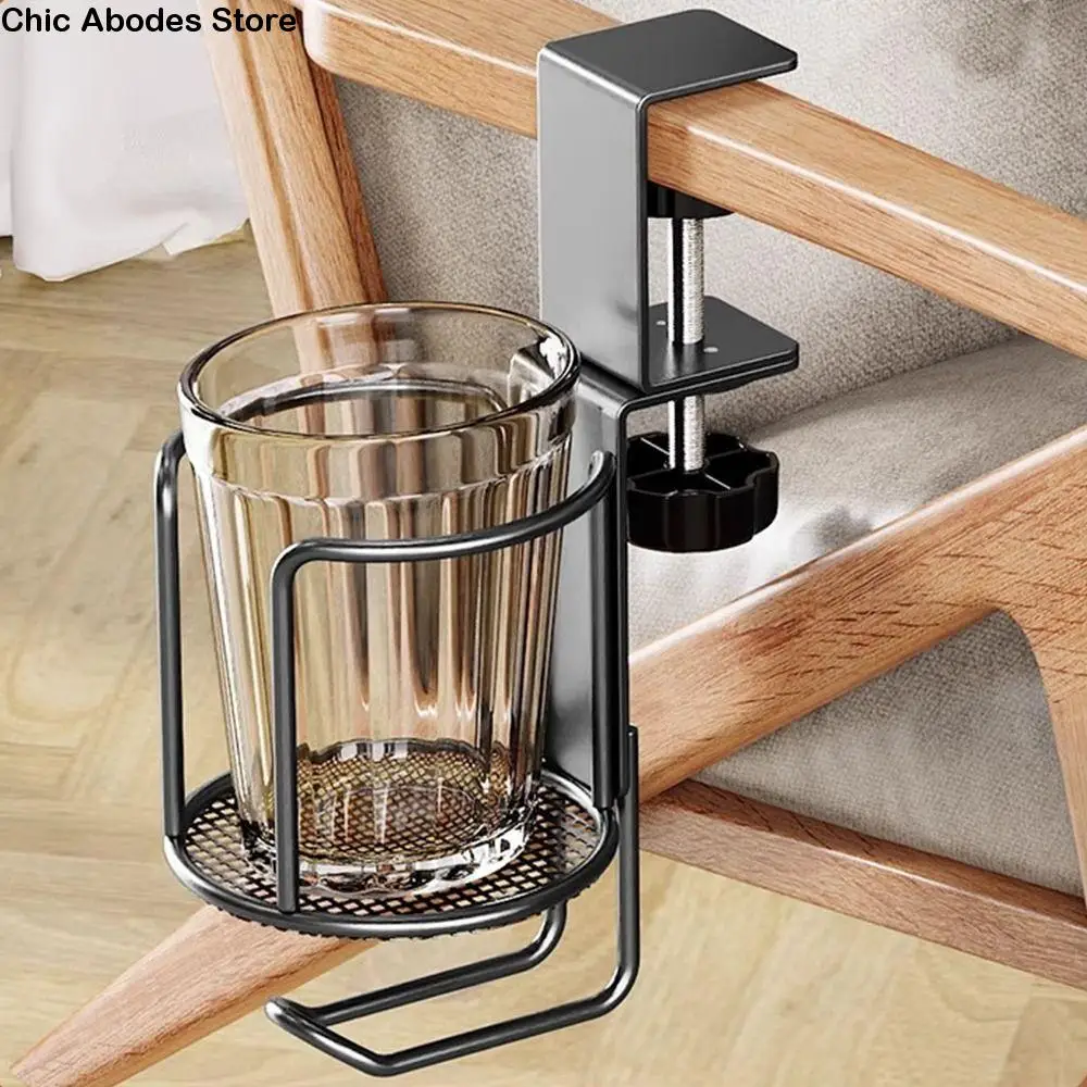 

2 in 1 Rotating Desk Cup Holder Waterproof 360 ° Rotating Desktop Mug Rack Durable Sturdy Clip-on Cup Holder Water Bottles