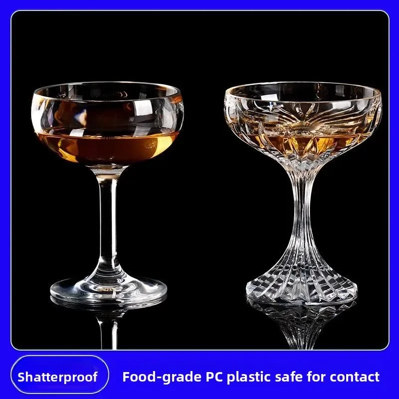 Acrylic Highball Glass Plastic PC Champagne Cup Dish Classic Martini Cocktail Glass Tower Glassware Wine Cup