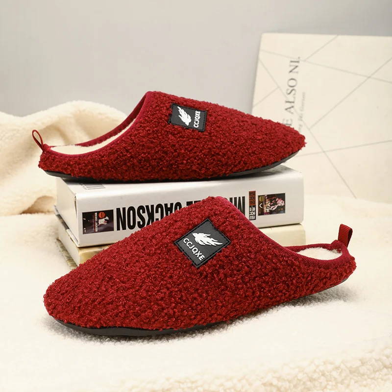 

Мужские хлопковые тапочки ELUVA, зимние теплые противоскользящие домашние и уличные плюшевые туфли без шнуровки для пар, высококачественные пушистые повседневные тапочки