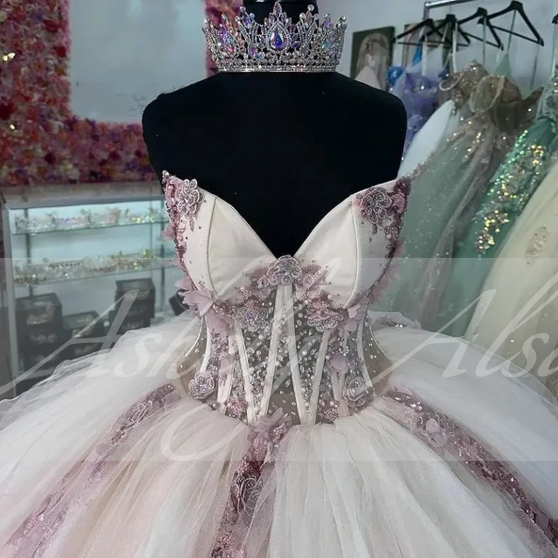 AAQ19 Aangepaste Prinses 14 15 Meisje Verjaardagsfeestje Jurk V-hals Kralen Applique Puffy Vrouwen Prom vestidos de 15 quinceañera