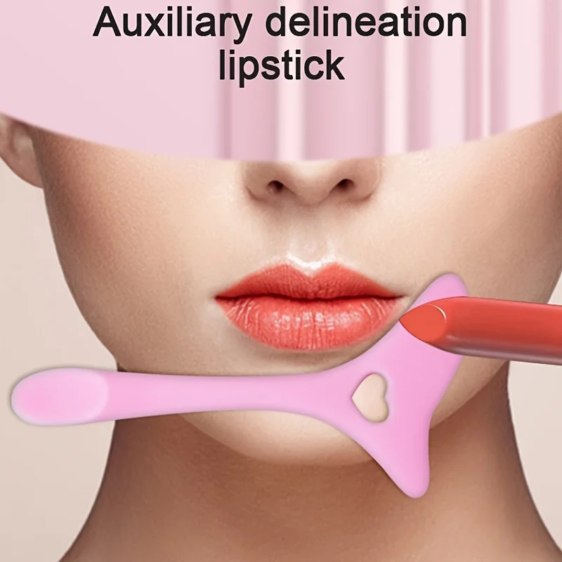 1pc Pink Silicone Makeup Stencil Tool  Multi-Functional Eyeliner Lipstick Guide  Heart-Shaped Winged Eyeliner Template  Eas