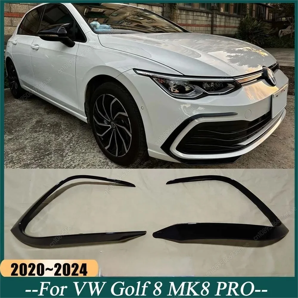 Auto-Frontstoßstange Nebelscheinwerfer Untere Gitterrahmen-Spoilerlippe für VW Golf 8 MK8 PRO 2020-2024 ABS Hochglanz Schwarz Karosserie-Tuning-Kit