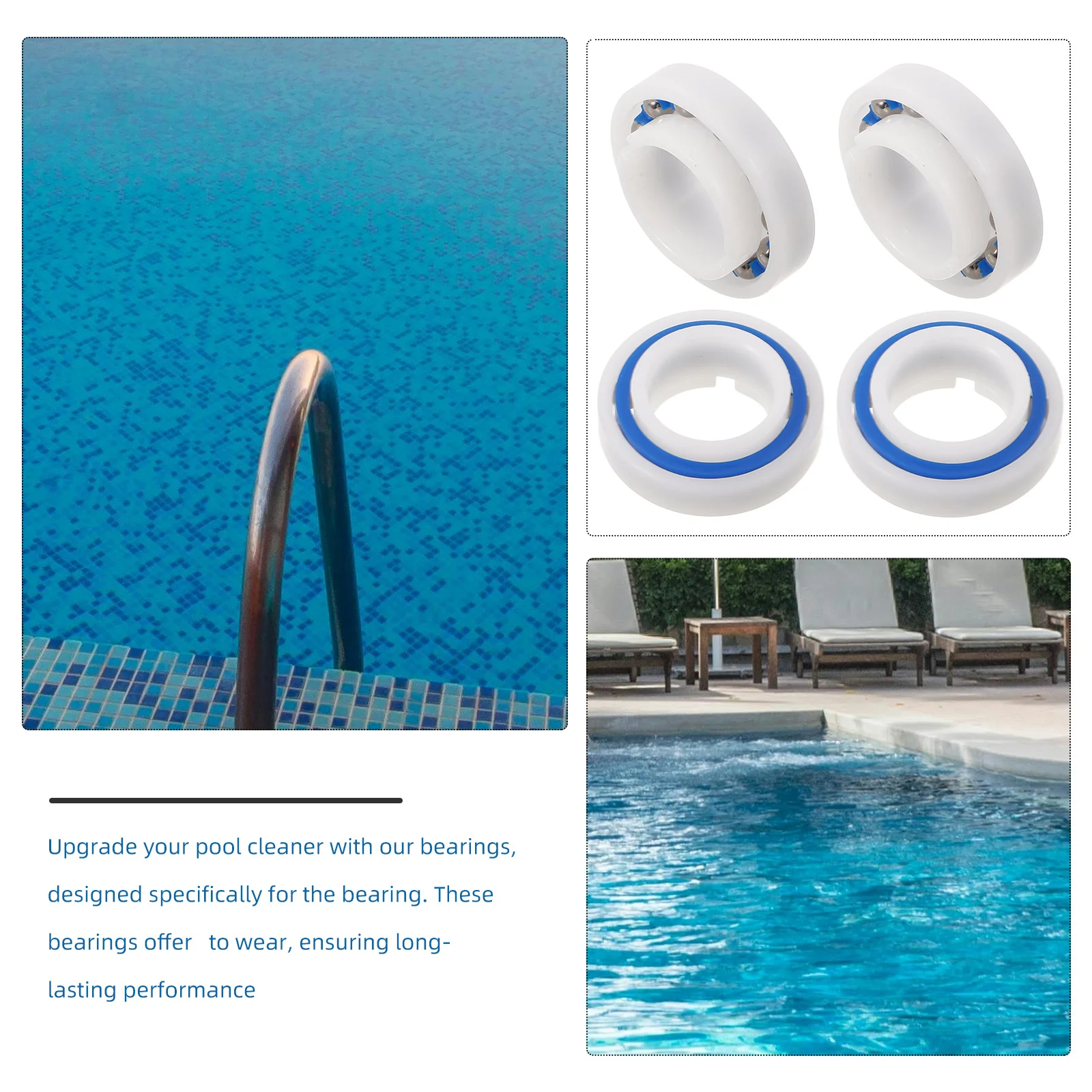 

4Pcs Stainless Steel Wheel Bearings for Pool Cleaner Drive Shaft Replacement Parts Wear-Resistant C60 Grade ABS Set