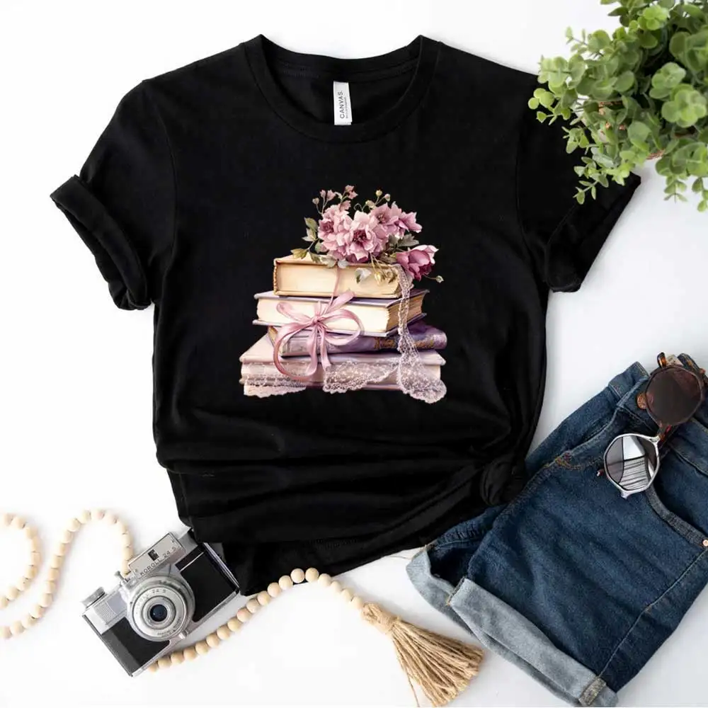 Vintage Floral Books Iron-on Transfer For Clothing DIY Washable T-shirts Thermal Stickers Beautiful Watercolor Painting Patches