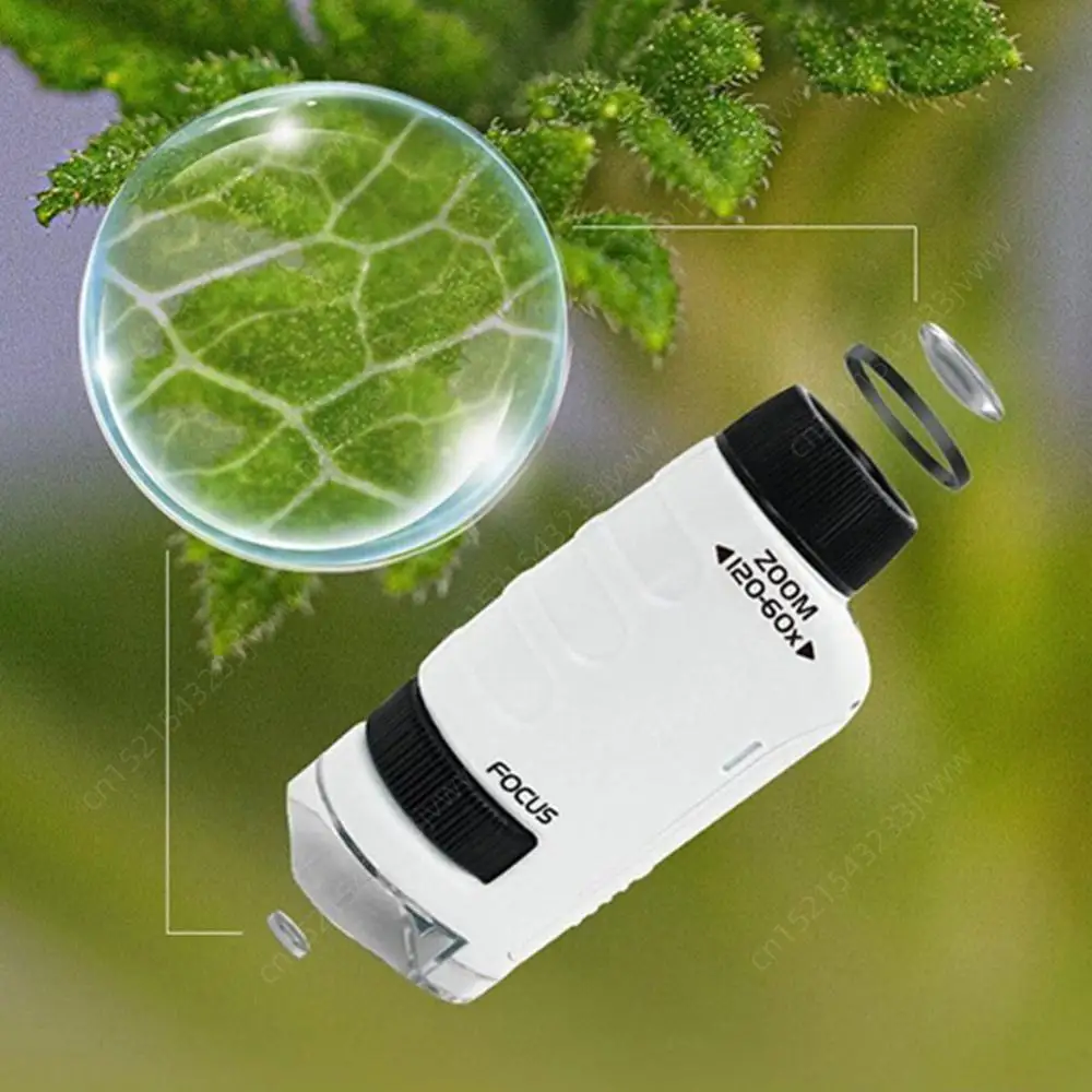 60x-120x Magnification Mini Microscope Educational Handheld Microscope Compact Portable Microscope for Learning and Exploring