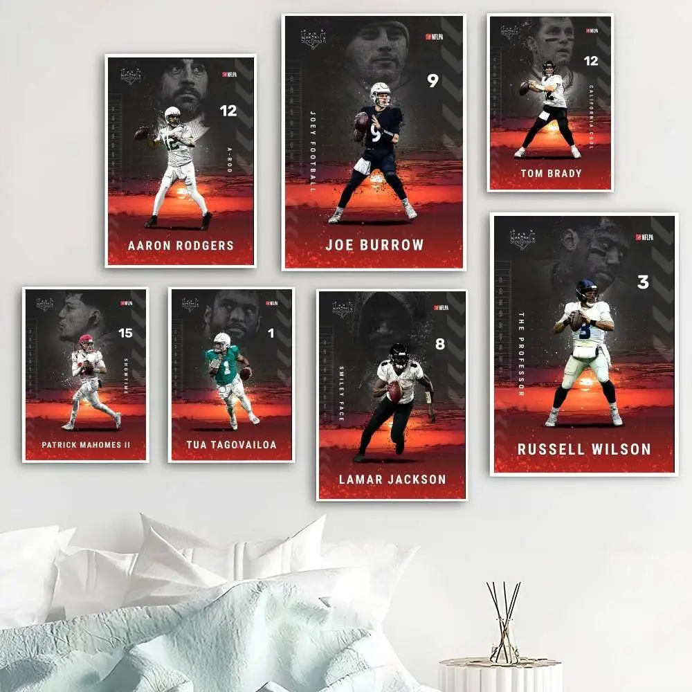 Dynamic American Ball Sports Paper Posters Uniform Athlete Silhouette Wall Prints for Teen Boys Bedroom Gym Decor Gift