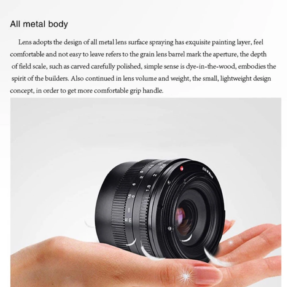 7Artisans 50mm F1.8 APS-C Manual Prime Lens Large Aperture 75mm Equivalent for Sony E Fuji X Canon EF-M Nikon Z M4/3 Camera