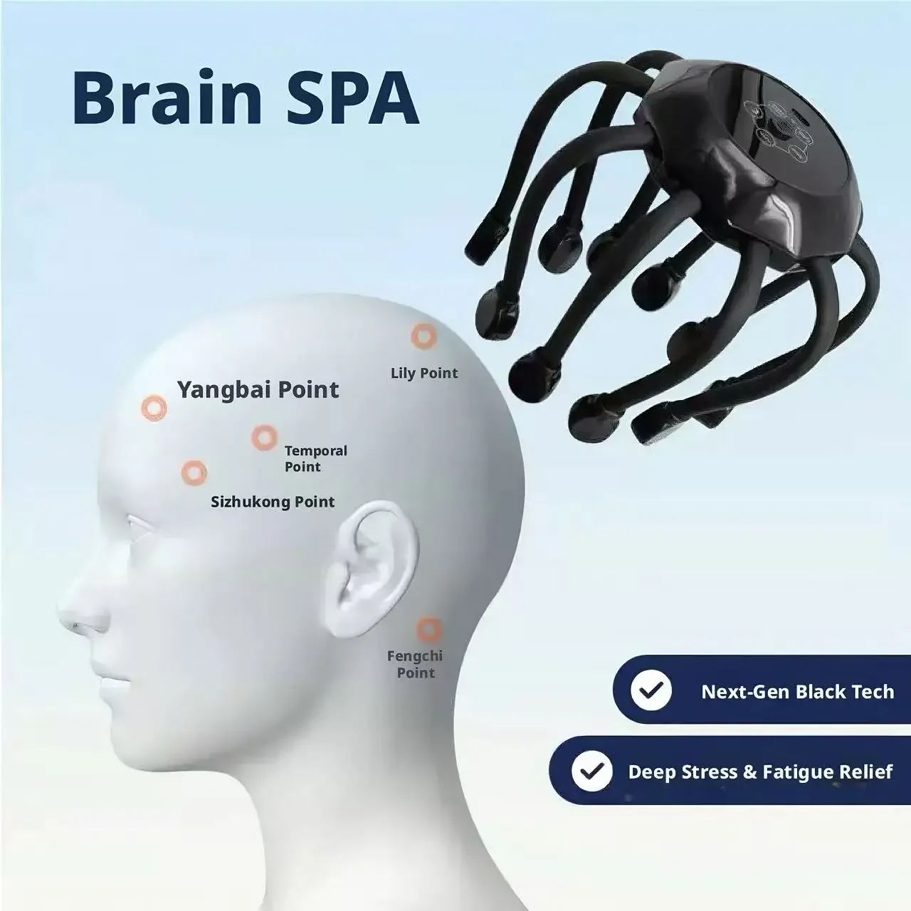 360° Electric Octopus Claw Scalp Massager Wireless Rechargeable Vibration Massage Relieve Head Fatigue Improve Sleep Portable