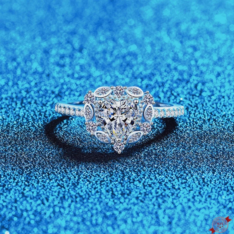 

Серебряные кольца S925 с муассанитом 1,0 карата для женщин с платиновым покрытием в форме сердца любви, свадебное кольцо с бриллиантом, модные ювелирные изделия, оптовая продажа