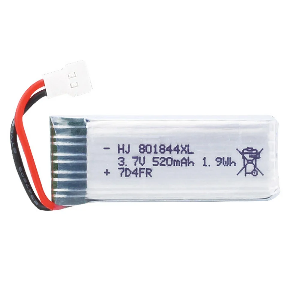 Lipo Battery for H107P RC Camera Drone Spare Parts 3.7V 520mAh XH2.54 Plug 25C 1S 801844 Lithium Battery 1S 1-10pcs