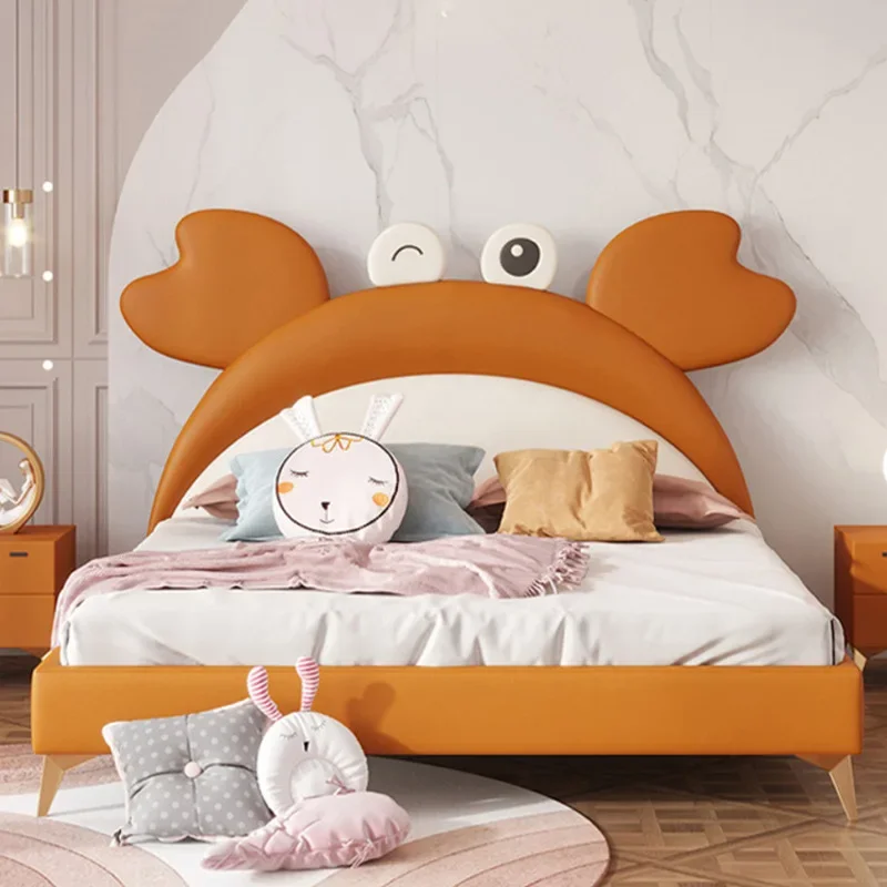 

Teen cartoon crab bed boy bed Modern Internet celebrity 1.5m soft bag children's hemmed girl leather