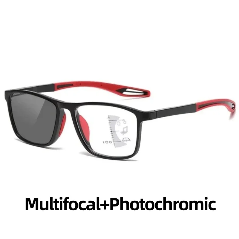 Men Multifocal Photochromic Reading Glasses Look Far and Near Eyeglasses Unisex Sport TR90 Frame Anti Blue Light Grade Eyewear image 3