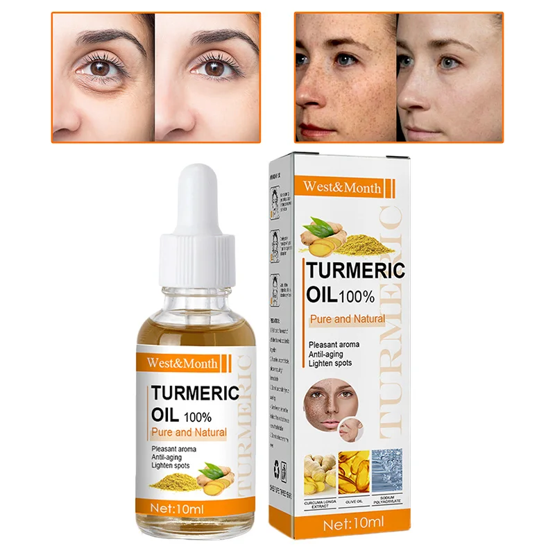 Aceite de suero de cúrcuma Facial, Lifting Facial, reafirmante, manchas oscuras, eliminación de arrugas, antienvejecimiento, blanqueamiento, hidratante, cuidado de la piel, 10ml