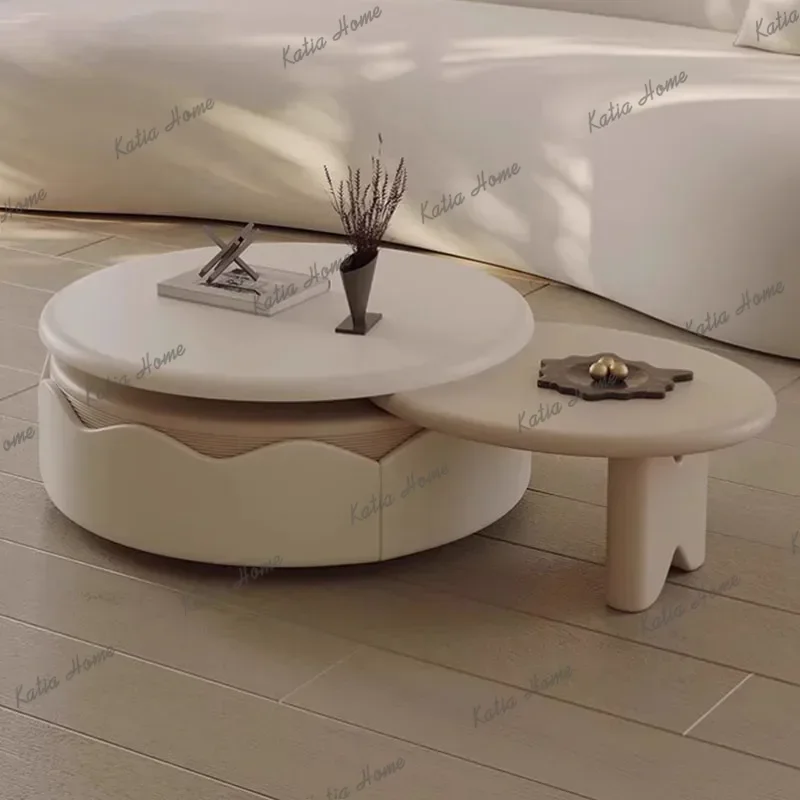 Factory Direct Drawers Nordic Coffee Table Wood Small Designer Modern Round Coffee Table Living Room Apartamento Mesita Auxiliar