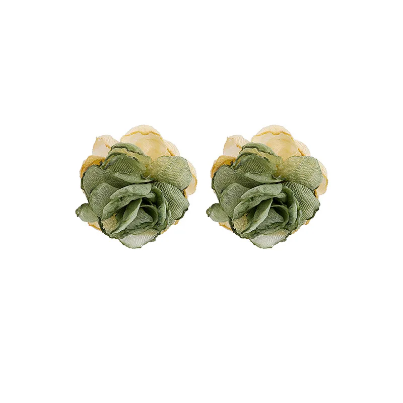 GRACE JUN New Summer Lace Rose Flower Clip on Earrings Fashion Handmade Without Pierced Cuff Earrings Luxury  Ear Clip Jewelry