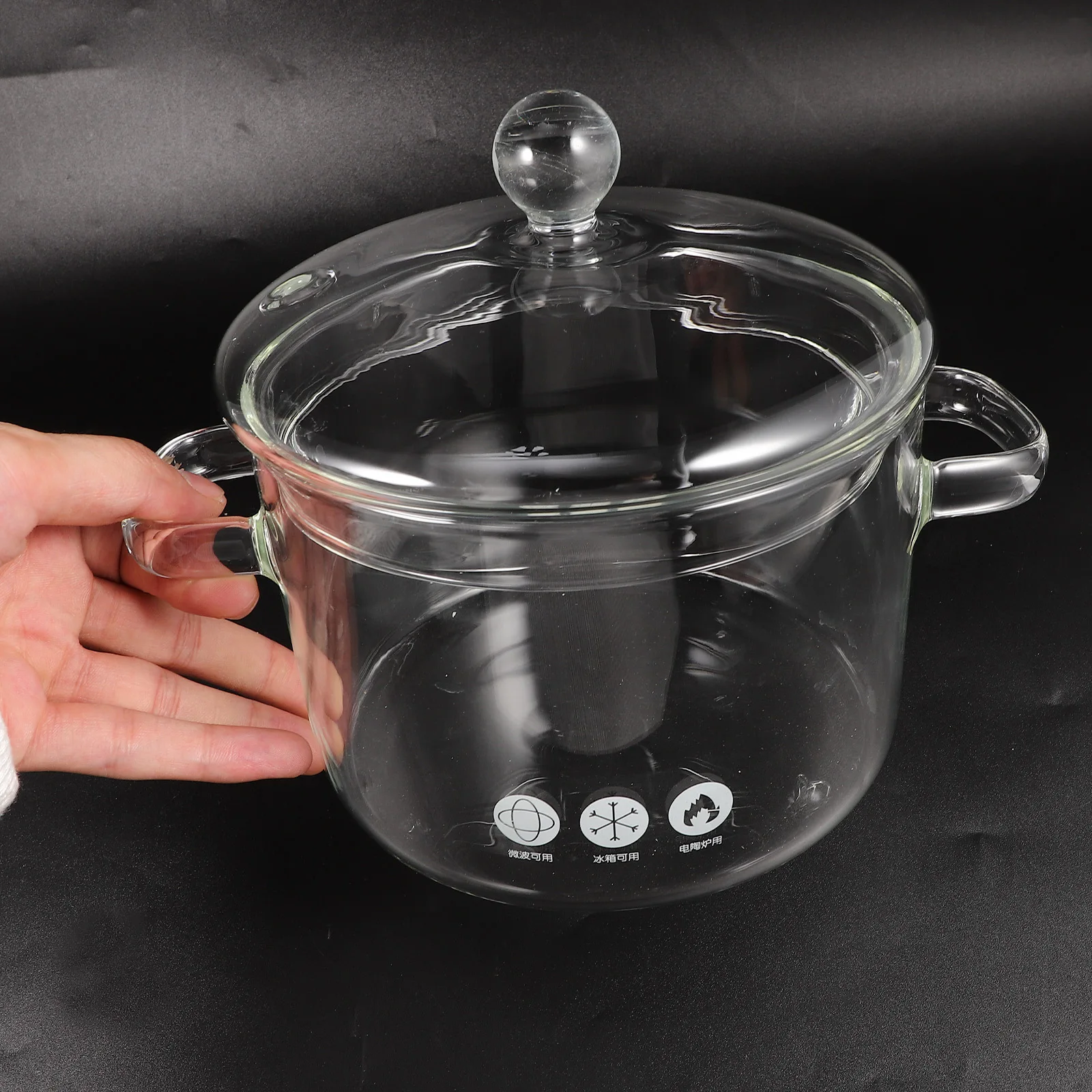 

High Borosilicate Glass Stew Pot Double Handle Heat Resistant Kitchen Cookware Slow Cooking Pot Heat Resistant