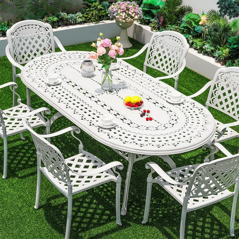 Outdoor tables and chairs cast aluminum leisure combination outdoor garden balcony tables and chairs five-piece set white courty