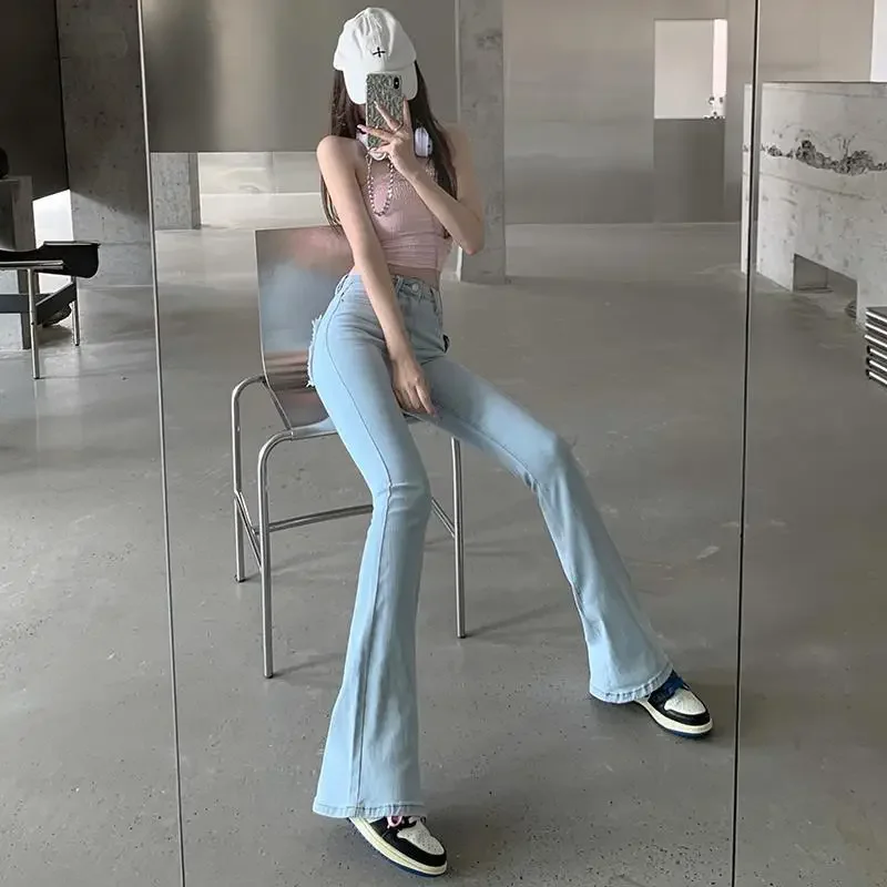 Bell Bottom Trousers Stretch Womens Flared Jeans With Hearts Wholesale Top Denim Pants for Women Selling Grunge Y2k On Sale 90s