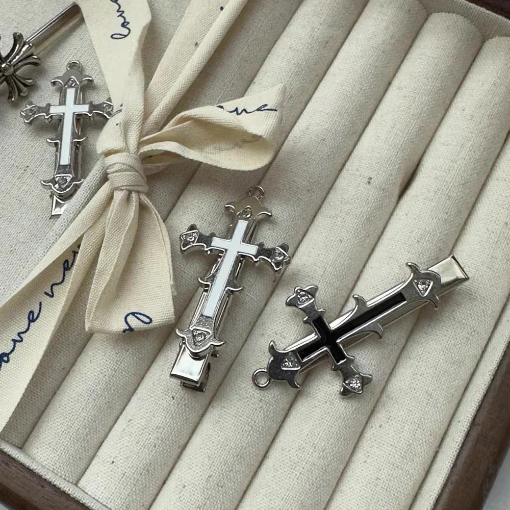 القوطية الصليب المشابك المعدنية التمساح كليب Y2k إكسسوارات الشعر أسود أبيض ديسكو حزب أغطية الرأس للنساء الفتيات