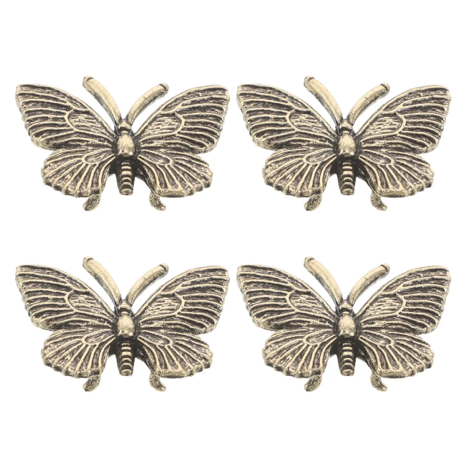 4Pcs Mini Brass Butterfly Tea Pet Retro Vintage Sculpture Paperweight Animal Butterfly Sculpture