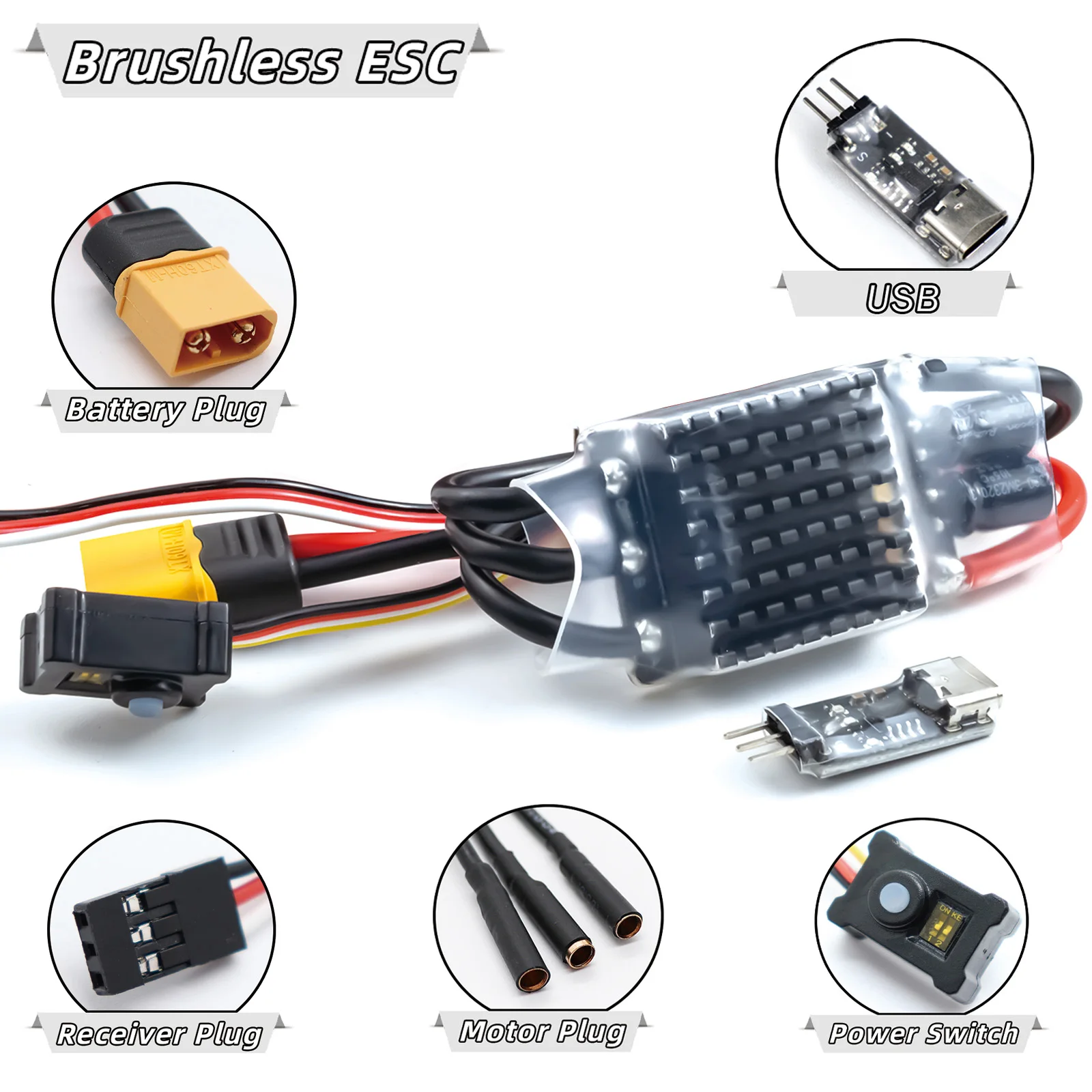 AM32 Programming Crawler ESC Power System Brushless Motor RM-S20 80A ESC for RC Car Axial Traxxas SCX10 TRX-4 TRX-6