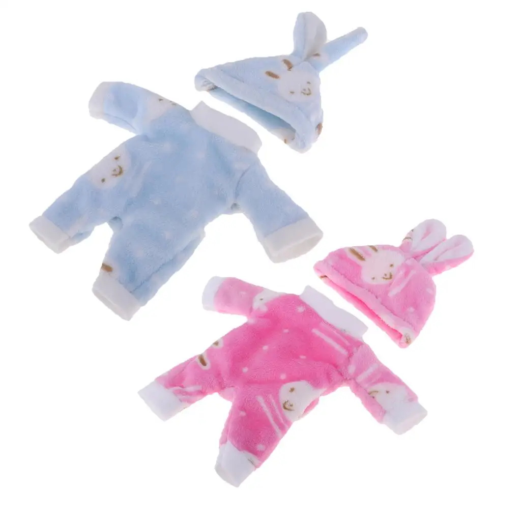Doll Clothes 10cm to 11inch Plush Jumpsuit and Hat for Mellchan Baby Doll Dress Up Outfit Accessories