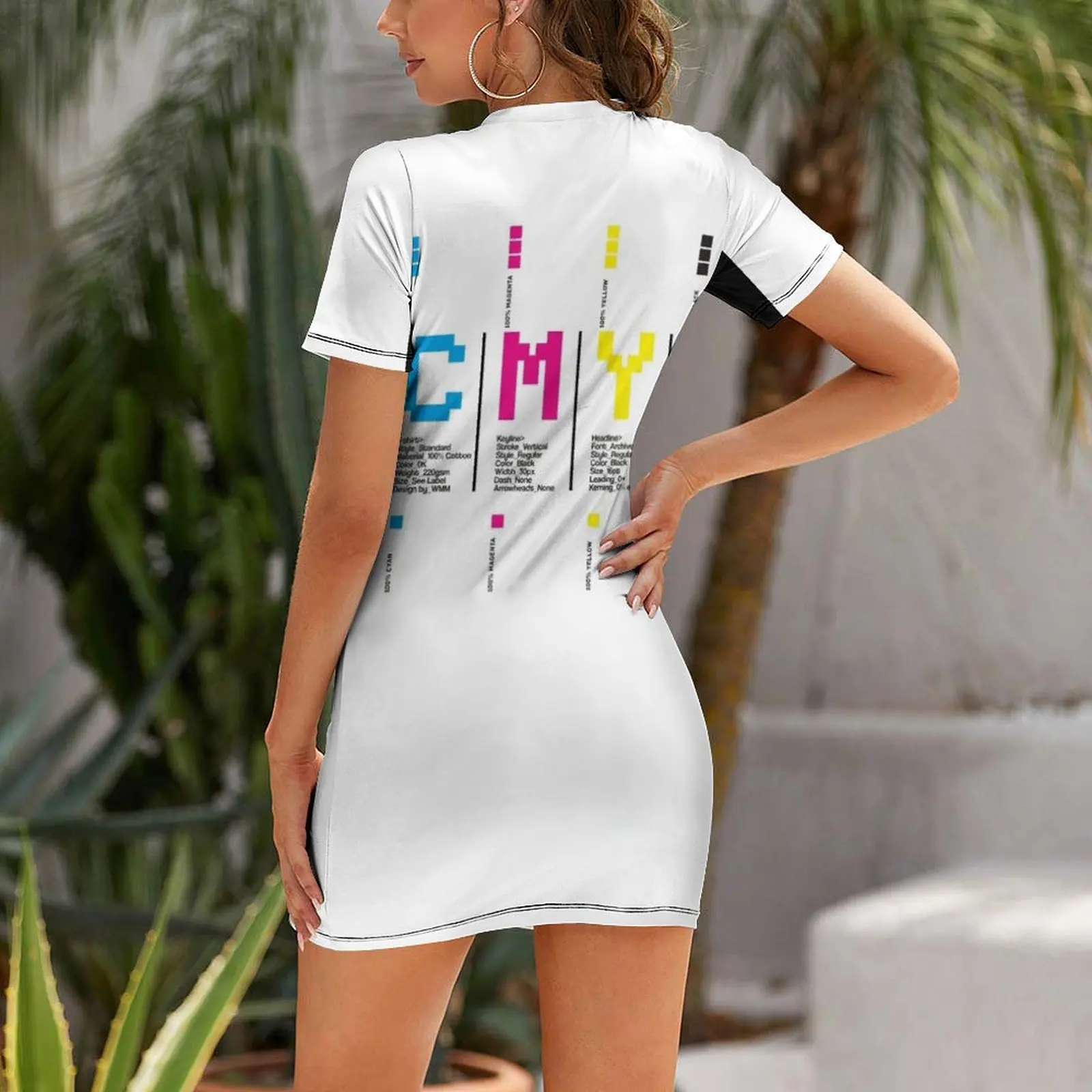 CMYK Color Typography Typeface Prepress Graphic Design Short Sleeved Dress Elegant gown women evening dress Women's skirt Dress