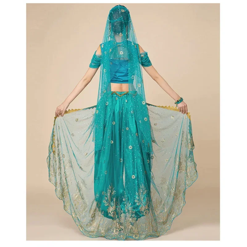 Indian Arabian Adult Belly Dance Courtly Style Embroidered Dress Bollywood Princess Cosplay Costumes Halloween Party Dance Wear