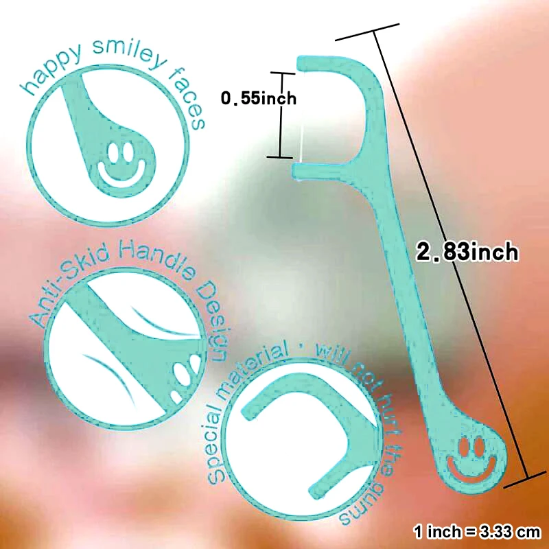 Hilo Dental para niños, mezcla de colores, cuidado bucal, cuidado de las encías, fácil uso, cepillos interdentales, alta calidad con cara feliz