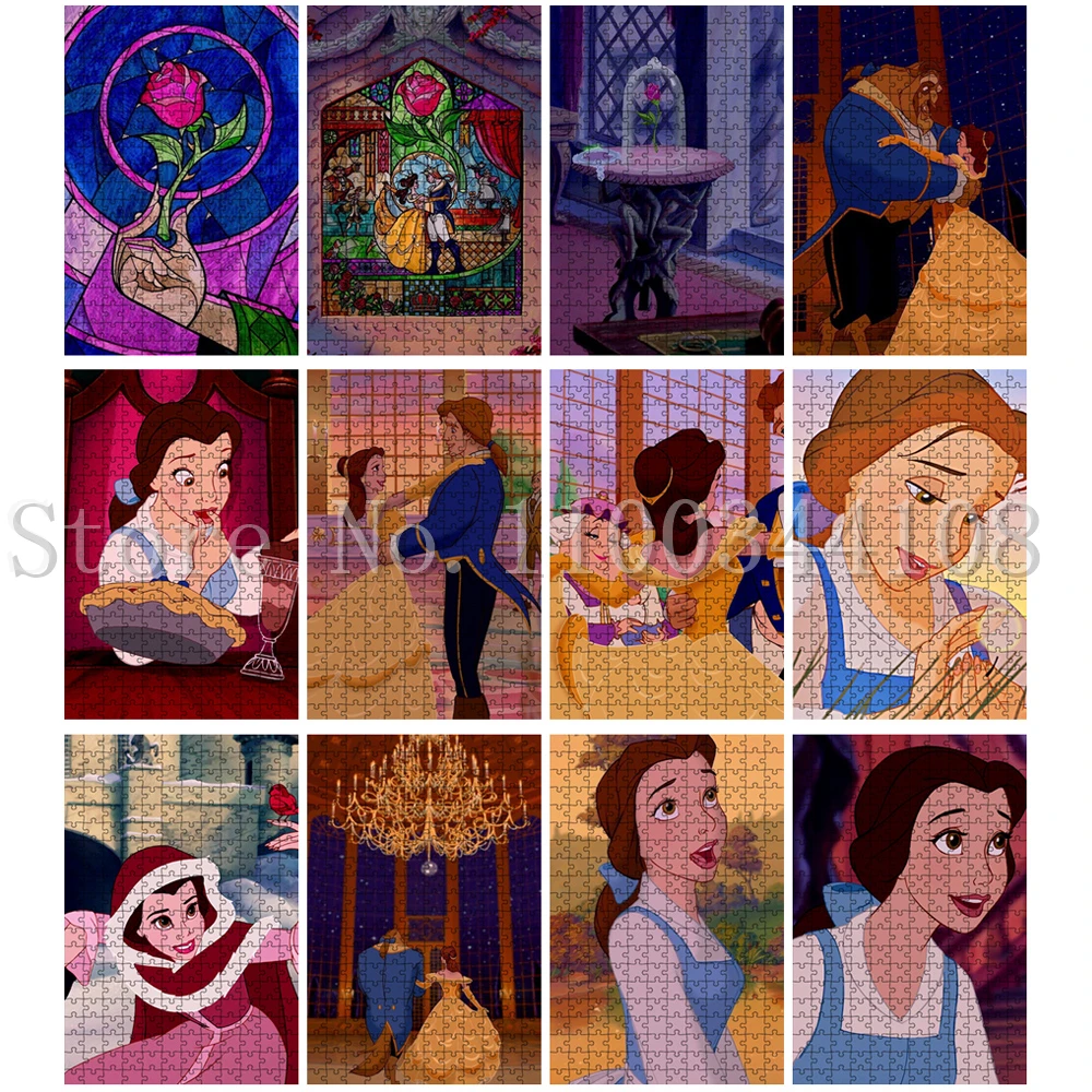 

Disney Beauty and The Beast Paper Puzzle 35/300/500/1000 PCS Cartoon Movies Jigsaw Puzzles for Adults Decompressing Assemble Toy