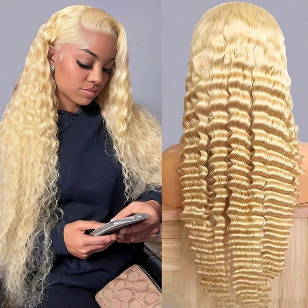 

613 HD Lace Frontal Wig 13x6 Blonde Lace Front Wig Human Hair 13x4 Curly Lace Frontal Human Hair Wig Deep Wave Human Hair