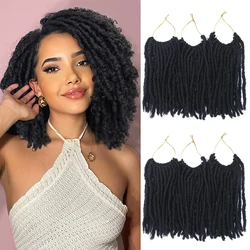 Pelo Corto de ganchillo para mujeres negras, extensiones de trenzas sintéticas de trenzas de pelo, trabillas suaves precoradas