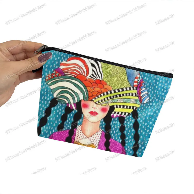 Fashion Europe Retro Lady Oil Painting Storage Bag Women Beauty Makeup Bags Lipstick Small Pouch Ladies Toiletry Cosmetic Case