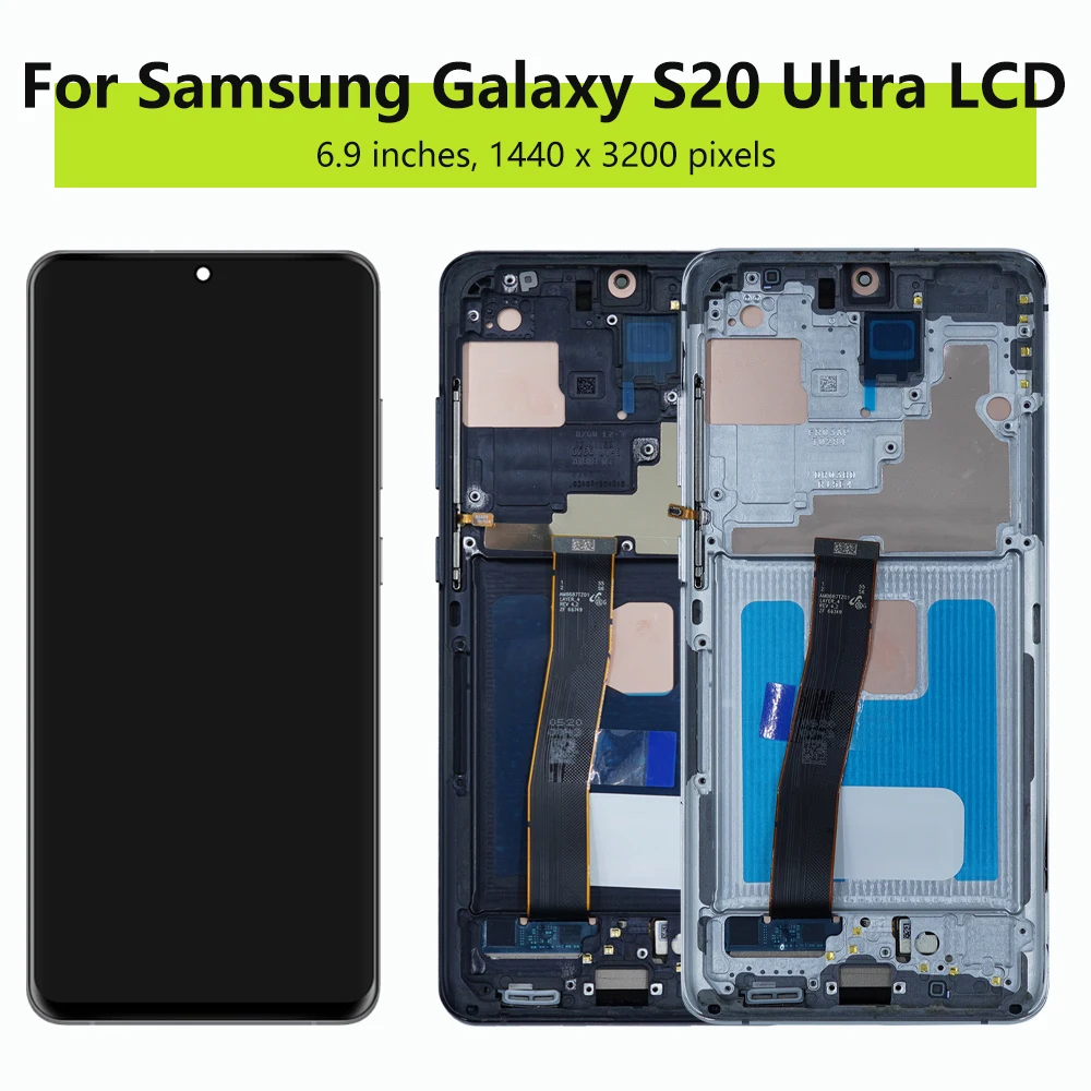 AMOLED Screen Display Assembly for Samsung Galaxy S20 Ultra G988B G988B/DS Lcd Display Digitial Touch Screen Parts