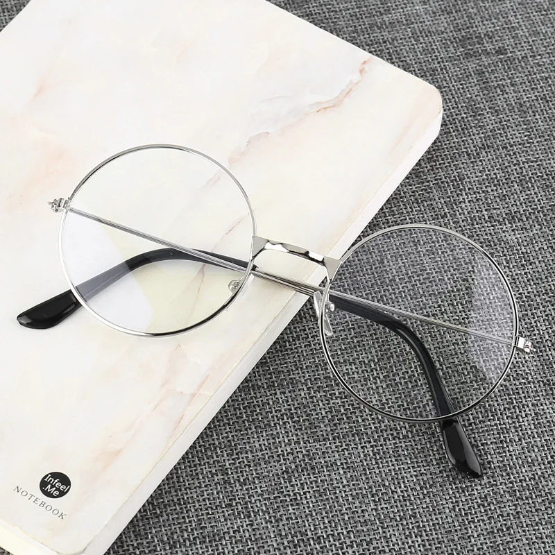 Round Eyeglasses Glasses Frame Vintage Retro Metal Frame Clear Glasses Black Oversized Round Glasses Circle Eye Glasses